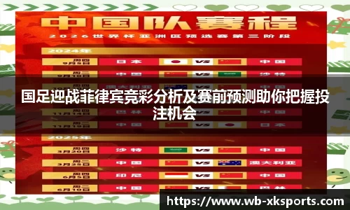 国足迎战菲律宾竞彩分析及赛前预测助你把握投注机会
