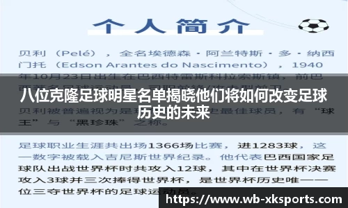 八位克隆足球明星名单揭晓他们将如何改变足球历史的未来